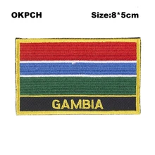 Гамбия квадратной формы флаг железа на патчи орзен вышивка патч пользовательские наклейки PT0063-R