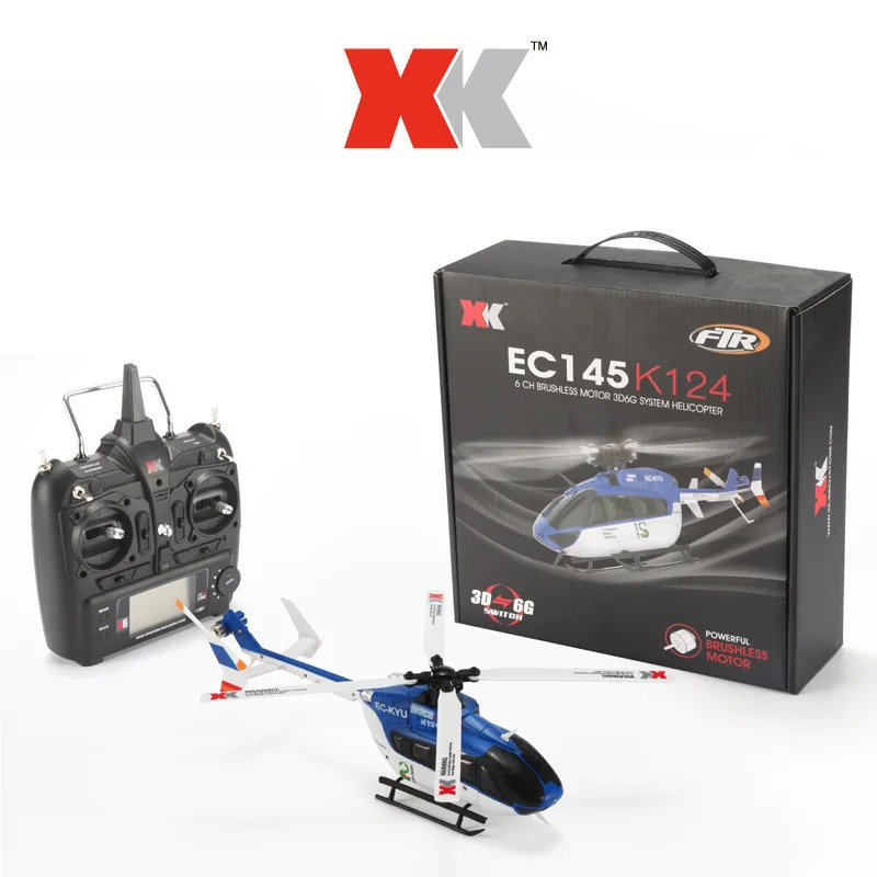 Оригинальный XK K124 EC145 6CH бесщеточный двигатель 3D 6G система RC Вертолет совместимый