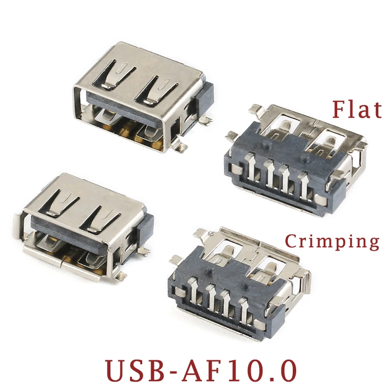 10 шт./лот SMD USB тип A гнездо 4Pin AF 0 PCB монтажный разъем черный плоский край DIY ремонт