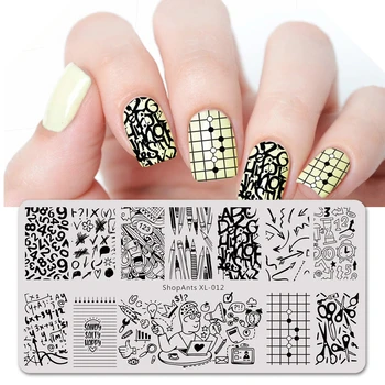 

New Style Math Formula Number Nail Stamping Plates Thinking Pencil Pens Go Chess Nail Stencil Nail Art Stamping Template xl-012