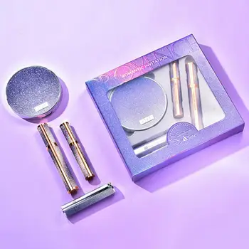 

4 Pcs/set 2 Mascara 12 Colors Eyeshadow Palette Lipstick Cosmetics Make Up Set Purple Makeup Gift Box Girl Makeup Sets