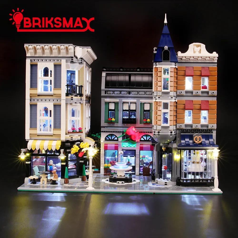 BriksMax Led Light Up Kit for Creator The Assembly Square Building Blocks Model Lighting Set Compatible with 10255
