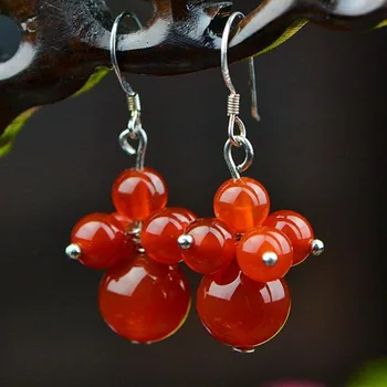 

Natural red agate crystal earrings