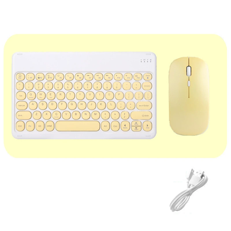 Teclado sem Fio e Mouse Combos Conjunto Redondo Bluetooth Hebraico Espanhol Francês Coreano para Ios Ipad Android Windows Telefone Tablet - Imagem 3