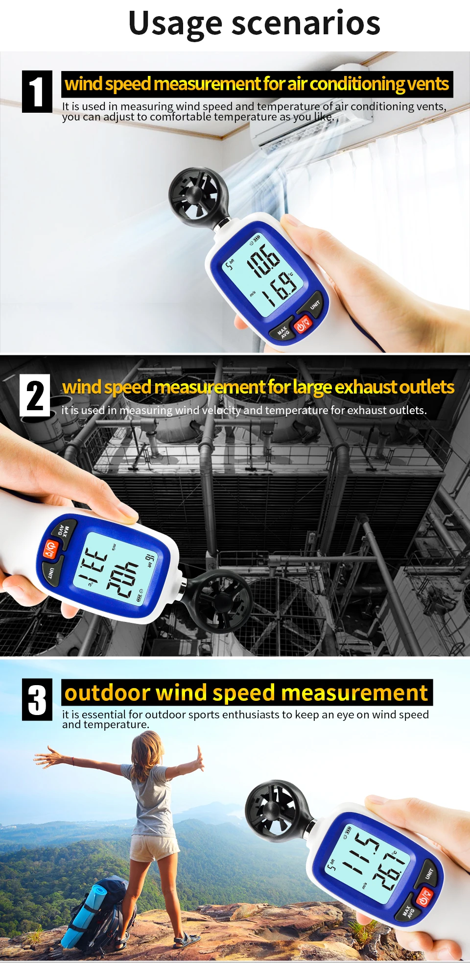 WINTACT цифровой измеритель скорости ветра Анемометр поток воздуха инструмент датчик температуры ЖК-дисплей Авто Тахометр WT82 WT82B