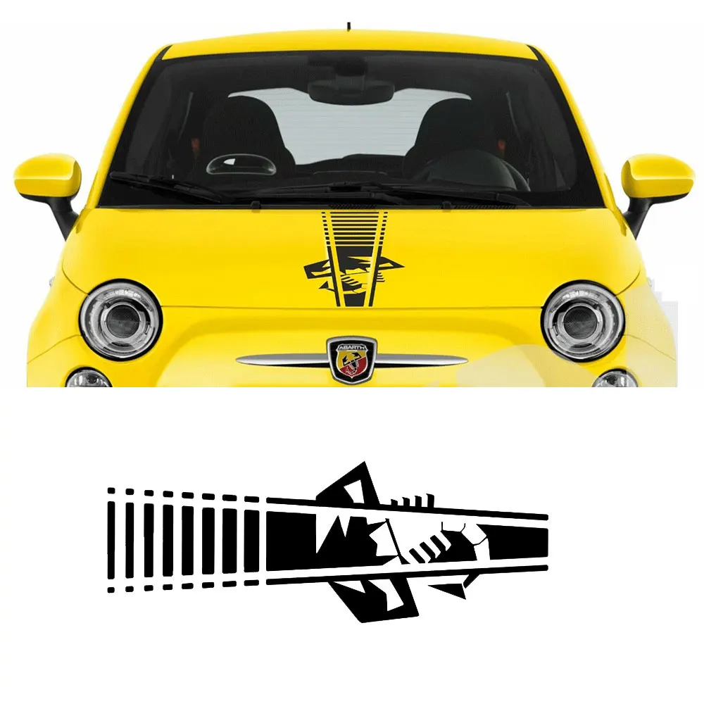 For Fiat 500 595 696 Abarth Scorpion Bonnet Stripe Vinyl Decal Sticker Graphics Tu 88568 Car Stickers Aliexpress