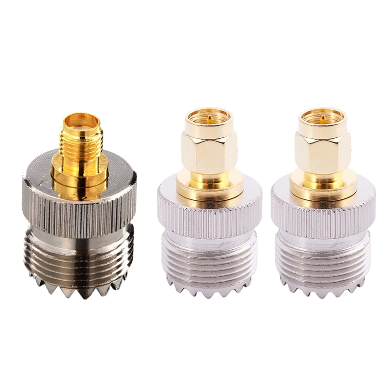 2 штекера SMA-UHF Female SO239 SO-239 штекер RF адаптер подключения PL-259 Gold и 1 UHF к SMA A |
