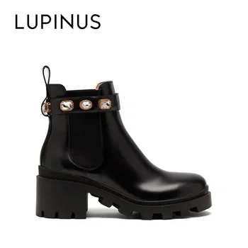 

Lupinus Luxury Brand Design Ankle Boots For Women 2020 New Crystal Beading Strap Chain Women Chelsea Boots High Heel Women Boots