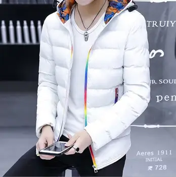 

Hot 2020 Winter Cotton Slim Fit Men's Quilted Color Zip Thickened Hooded Cotton Jacket Explosion