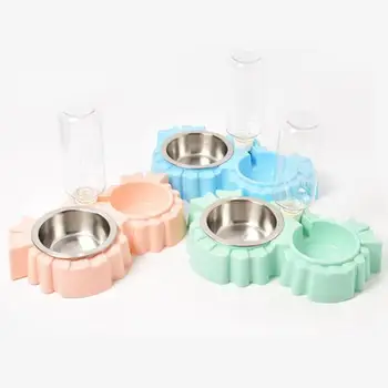 

Doule Bowl Pet Feeder with Automatic Drinking Dispenser for Cat Dog Retriever