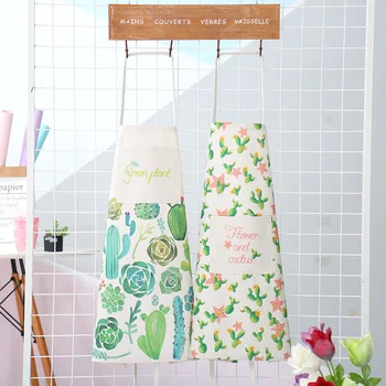 

1 Pcs Cactus Cotton Apron Woman Adult Bibs Home Cooking Baking Coffee Shop Cleaning Aprons Kitchen Accessory