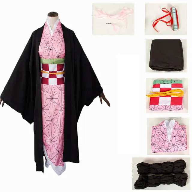 Anime Demon Slayer Kimetsu No Yaiba Zenitsu Giyu Tanjirou Kamado Nezuko Cosplay Women Kids Men Kimono Uniform Cosplay Costume B