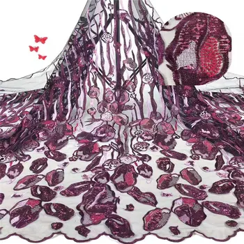 

Pink Embroidery Net Fabrics For Clothes, Sequin Mesh Fabric 2019 Latest High Quality Tulle Lace Sequin Fabric