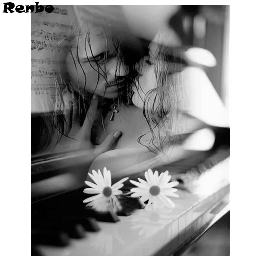 

5d abstract lover Piano Diamond Painting Full Square/Round DIY Diamond Embroidery black white art Mosaic Pictures By Numbers
