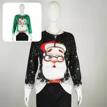 

Casual Blouse Fashion Loose Zipper Neck Santa Claus Print Xmas Pullover Blouse for Festival Xmas Blouse Women Blouse