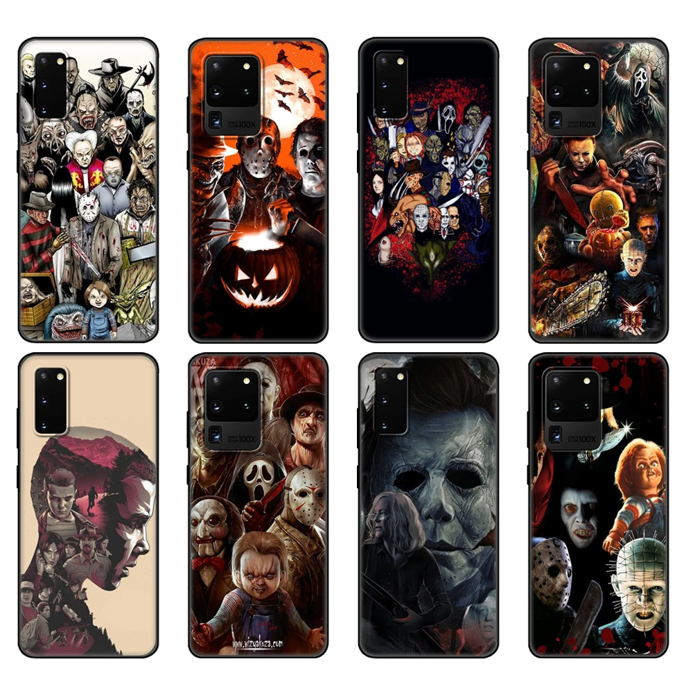 Custodia In Tpu Nero Per Samsung Galaxy S20 /S20 Plus/S20 Ultra/S20 + /S20Fe Cover Posteriore Film Horror Icon