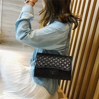 

2019 spring fashion Lingge chain bag small Xiangfeng women's bag Single Shoulder Messenger Bag women's bag