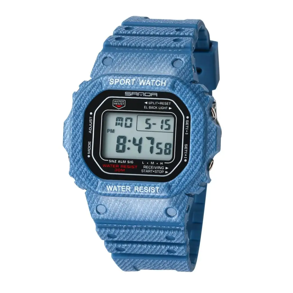 SANDA цифровые спортивные часы водонепроницаемые парные часы наручные часы для влюбленных многофункциональные креативные часы Топ бренд - Цвет: dark blue-women