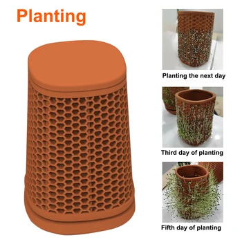 

Desktop Self Watering Succulents Potted Ceramic Flower Pot Herbs Retro Honeycomb Shape Balcony Windowsill Patio Gift Home Decor