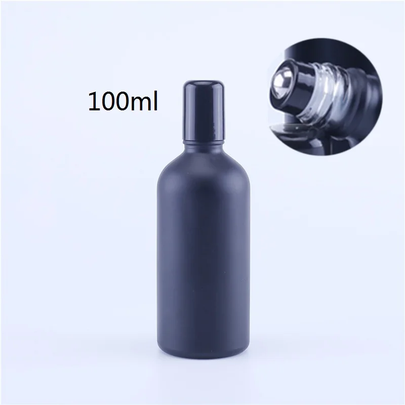 100ml 5 мл-100 мл рулонные матовые черные бутылки с роликовыми шариками из нержавеющей стали эфирные масла заправляемые флаконы для духов красота уход - Цвет: 100ml