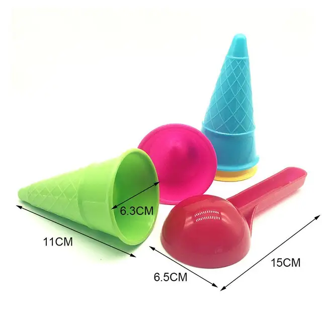 5pcs/set Summer Baby Beach Toys Kids Ice Cream Cone Digging Scoop Set Gifts For Children Outdoor Sand Water Toys Random Color 6