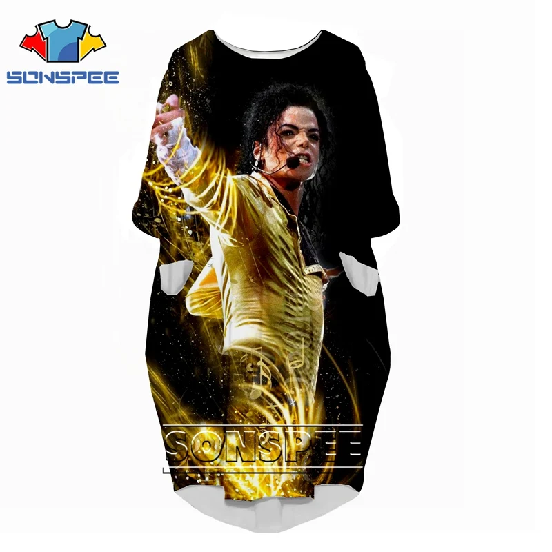 

3D print fashion funny shirt suit rock Harajuku Party Michael Jackson top women anime gown logo girl clothing long-sleeved dress