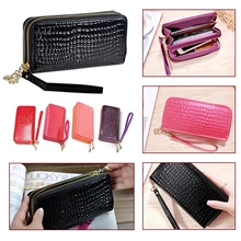 1 Pc New Large Capacity Ladies Long Wallet High Quality PU Leather Ladies Wallet Luxury Double Zipper For Enchanting Ladies