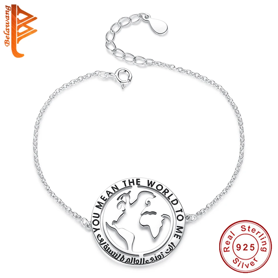 Мода 925 стерлингового серебра вы имеете в виду мир ко мне женский браслет для женщин Девушка юбилей Рождественский день ювелирные изделия подарок