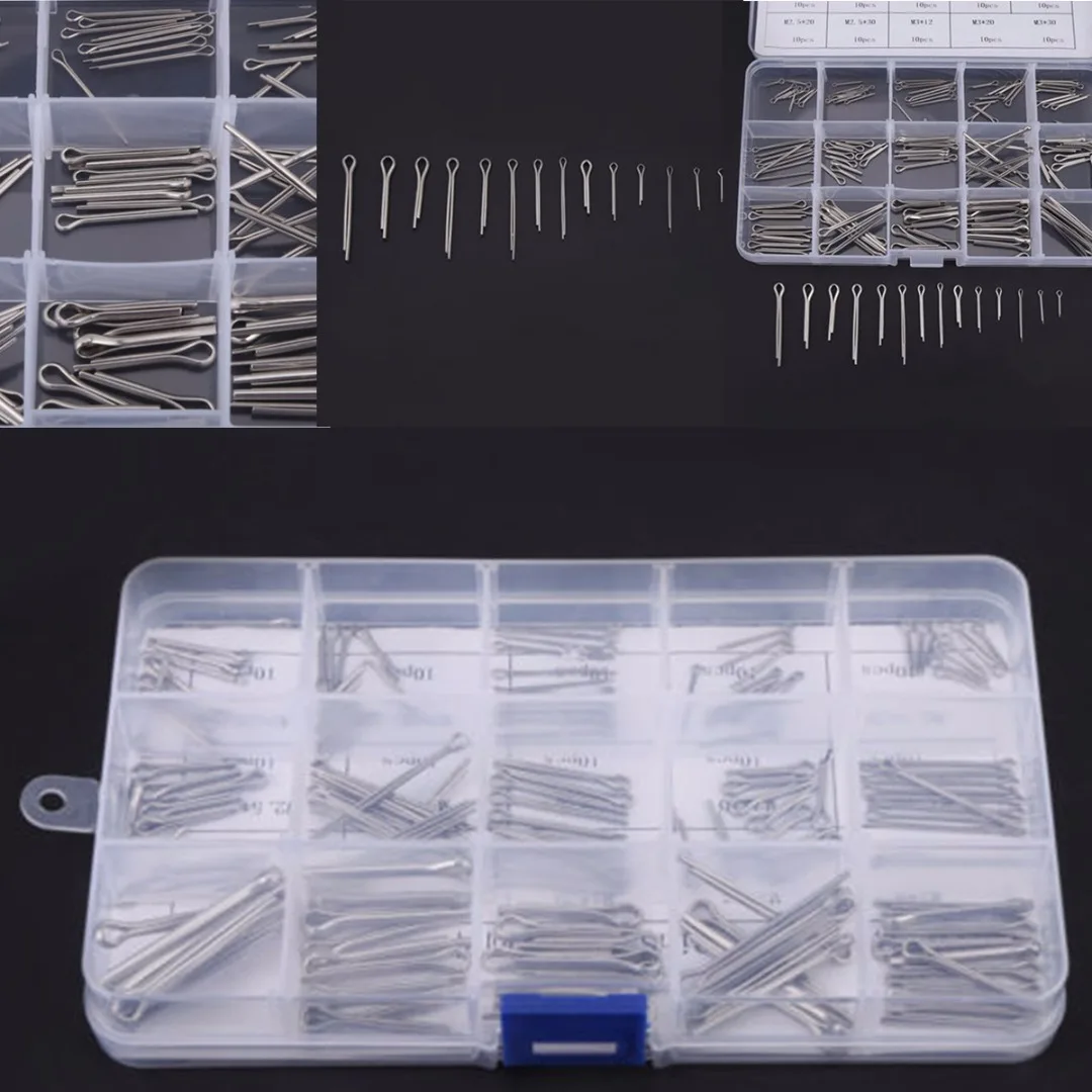 150pcs/pack Hardware Assortment Box Split Cotter Pin Set Stainless Steel Link Pins Cotter Assorted Kit Fastener Pins