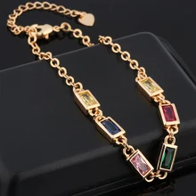 Yanda модный роскошный квадратный цветной браслет с кристаллами, классическая золотая цепочка, блестящие Геометрические элементы, очаровательные ювелирные изделия для женщин, подарок