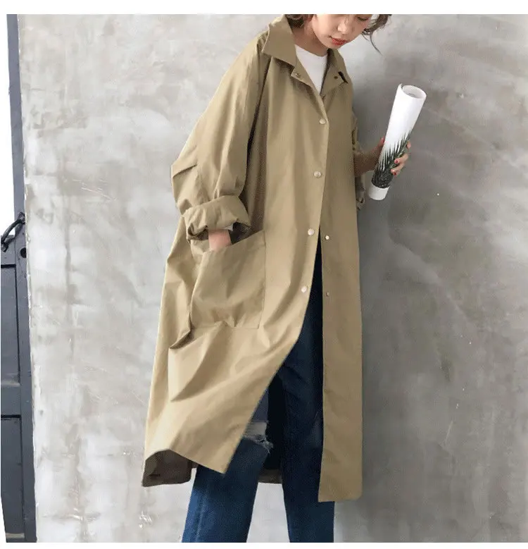 XITAO Cardigans Long Trench Women Korea Fashion New Pocket Single Breasted Plus Size Autumn Split Casual Coat WQR1285