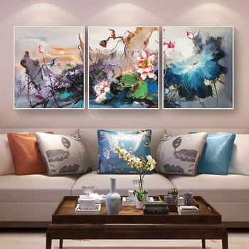 

Modern Abstract Colorful Lotus Wall Art Canvas Painting Nordic Posters And Prints Wall Pictures For Living Room Decor