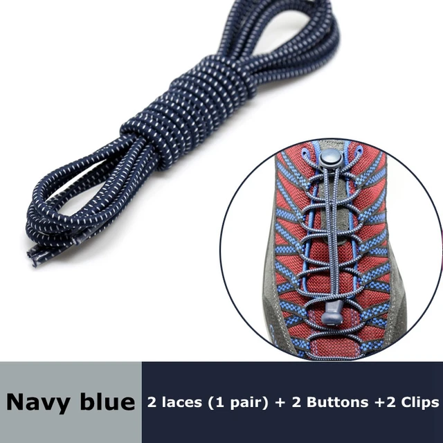 Round Elastic Shoelaces Suitable For Various Shoe Accessories No Tie Shoelace Fixed Stretching Locking Lazy laces 1 Pair Navy blue