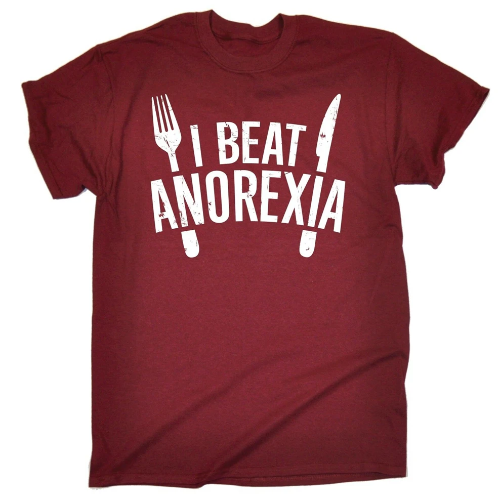 Футболка с надписью I Beat Anorexia обтягивающая диета подарок на день рождения