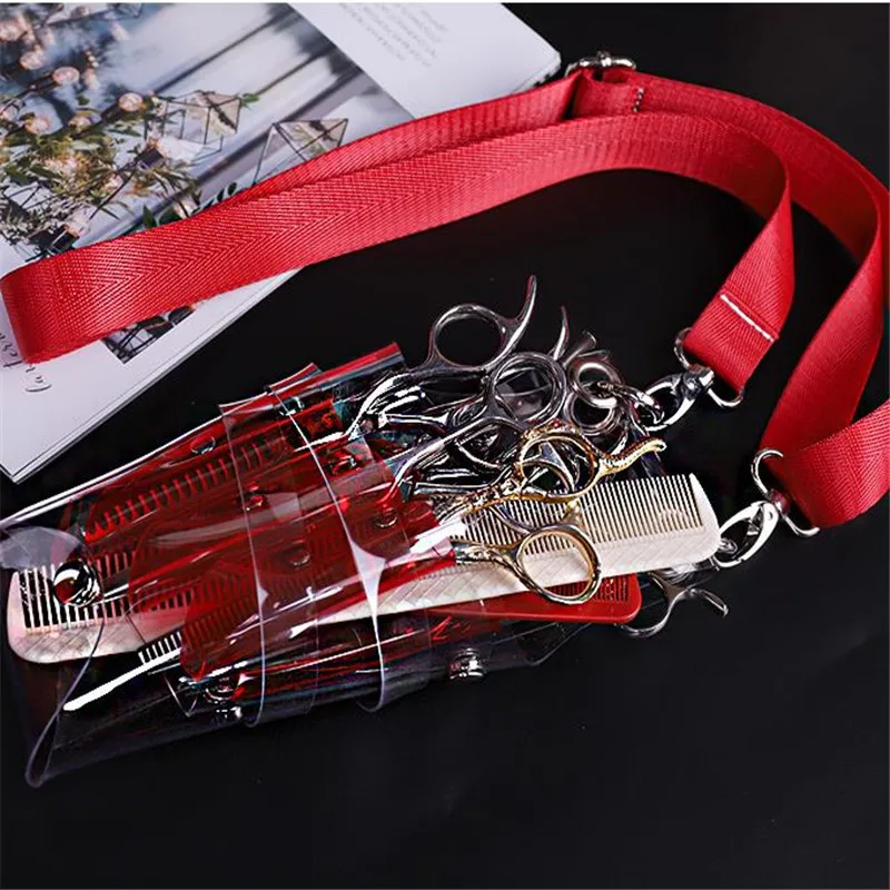 7 Pockets PVC Hair Scissors Bag Scissors Pouch Barber Scissor Holder Case With Belt Salon Hairdressing Tool Storage Bag Tool Holder