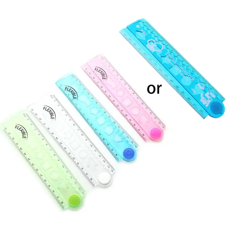 

30cm Korean Flexible Folding Ruler Multifunction Plastic Drawing Rulers Office School Stationery Students Kids Gifts