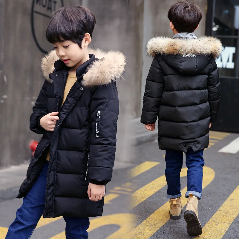 

2019 Winter New Style BOY'S Quilted Cotton Coat Korean-style Big Boy Children Thick Mid-length Webbing Hand Cotton of Cotton Coa