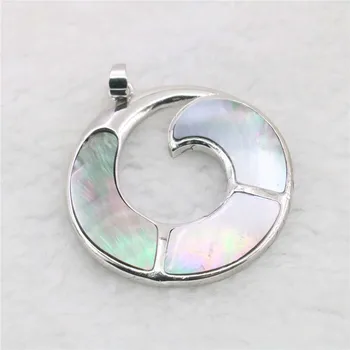 

Alloy Round Vortex Natural Abalone Shell Pendant Fitting Accessory Silver-plated Hand Made DIY For Necklace Women Girls Jewelry