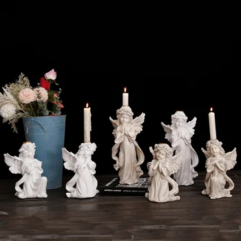 

Nordic Resin Craft Candlesticks Cupid Cute Angel Sculpture Candle Holder Modern Wedding Centerpieces Home Decorations Ornament