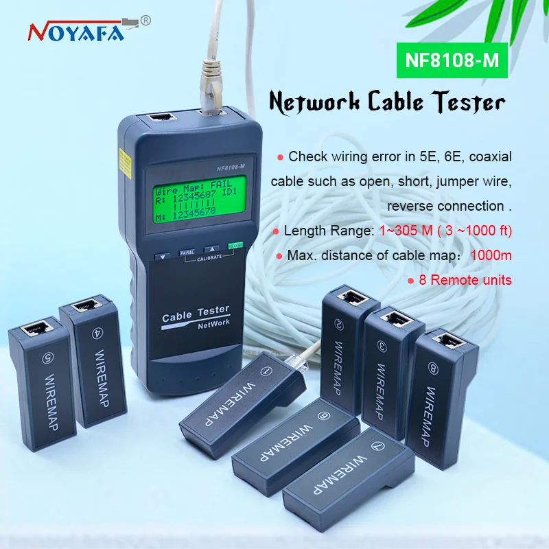 Тестер длины кабеля NF_8108M тестер сетевого RJ45 RJ11 USB измерение яркости|cable length