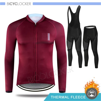 

Jacket Cycling Clothing Jersey Set Ropa Long Sleeve Winter Fleece Men Thermal Breathable Pad 19d Padded Tights Pro Team