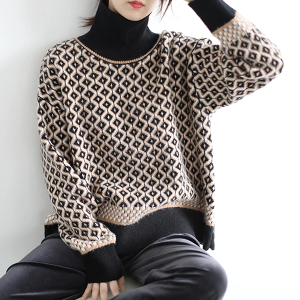 

Women's Sweater Retro Temperament Turtleneck Korean Winter New Thick Loose Outer Wear Thin Pullover 2020 New Style Clothes