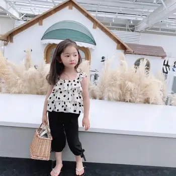 

2020 New Wholesale Girls 2 Pcs Set Ruffles Vest+Pants Summer Girls Suits 2-7 years QH163