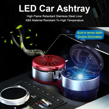 

1PC Portable Auto Car Truck ABS plating Cigarette Smoke car Ashtray Blue LED Light Smokeless Ashtray Cigarette passat ashtrays