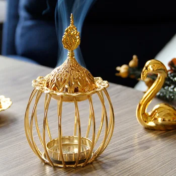 

1Pc Incense Burner Desktop Chic Golden Tower Decor Iron Art Craft Incense Holder