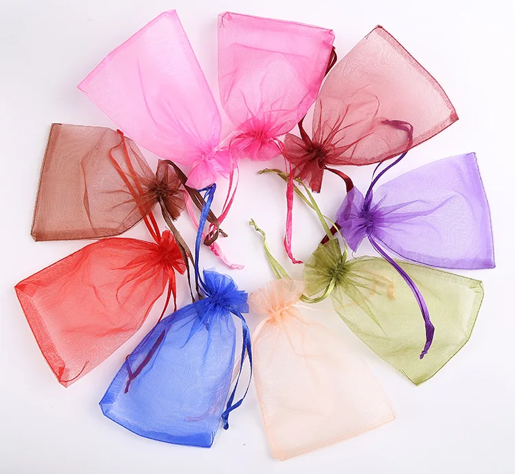 Organza Pouches Bags 7x9cm Wedding Parry Gift Candy Drawstring Bag For Jewelry Earring Display Packaging 10/20/50/100pcs Organza Bags Jewelry Bags