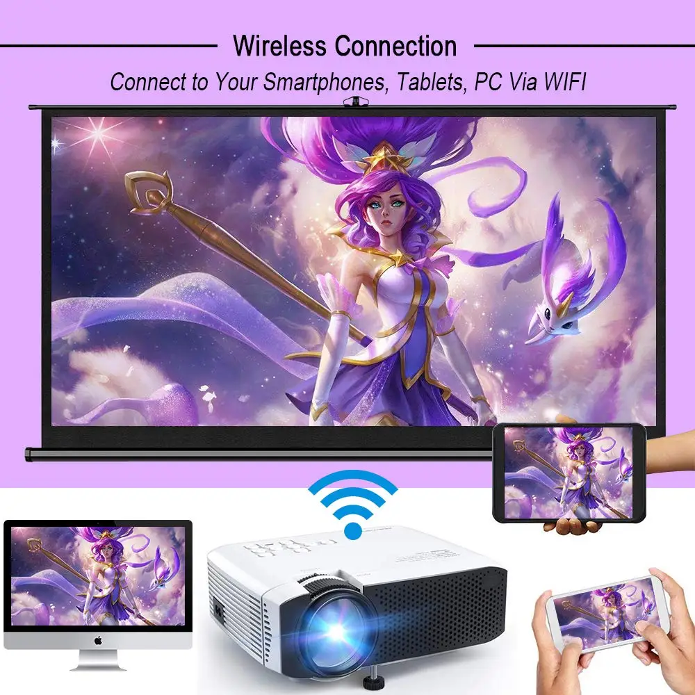 Salange E400W светодиодный проектор для домашнего кинотеатра беспроводной видео 1080P USB