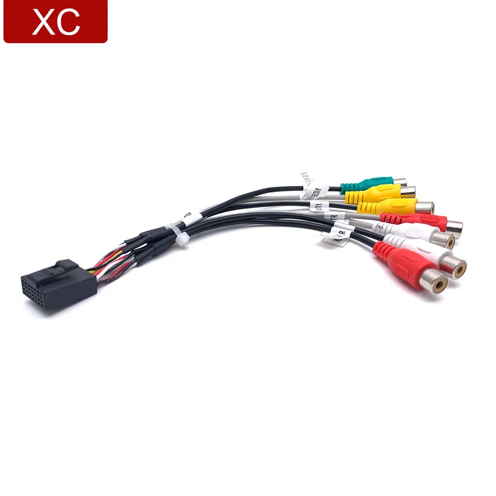14 Pin Universal 7 RCA Output Wire Harness Subwoofer Cable Adapter
