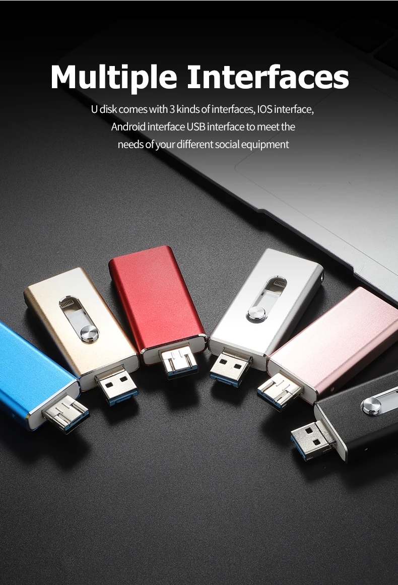 OTG USB флеш-накопитель для Apple iPhone iPad 16 ГБ 32 ГБ 64 ГБ USB карта памяти 3 в 1 OTG для Android PC Флешка 128 ГБ 256 ГБ usb 3,0