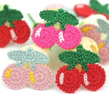 

24Pcs 3cm Cute Cherry Woolen yarn Sew on patches For Clothing DIY Baby's Headwear Accessories Stick-on Appliques Decor Crafts
